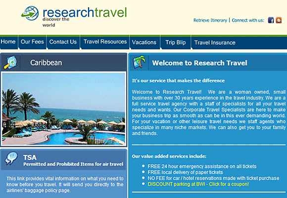 Research Travel website image
