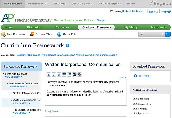 APTC Curricullum screenshot